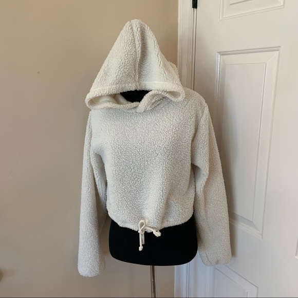 Wild Fable Off White Hooded Cropped Sherpa size S